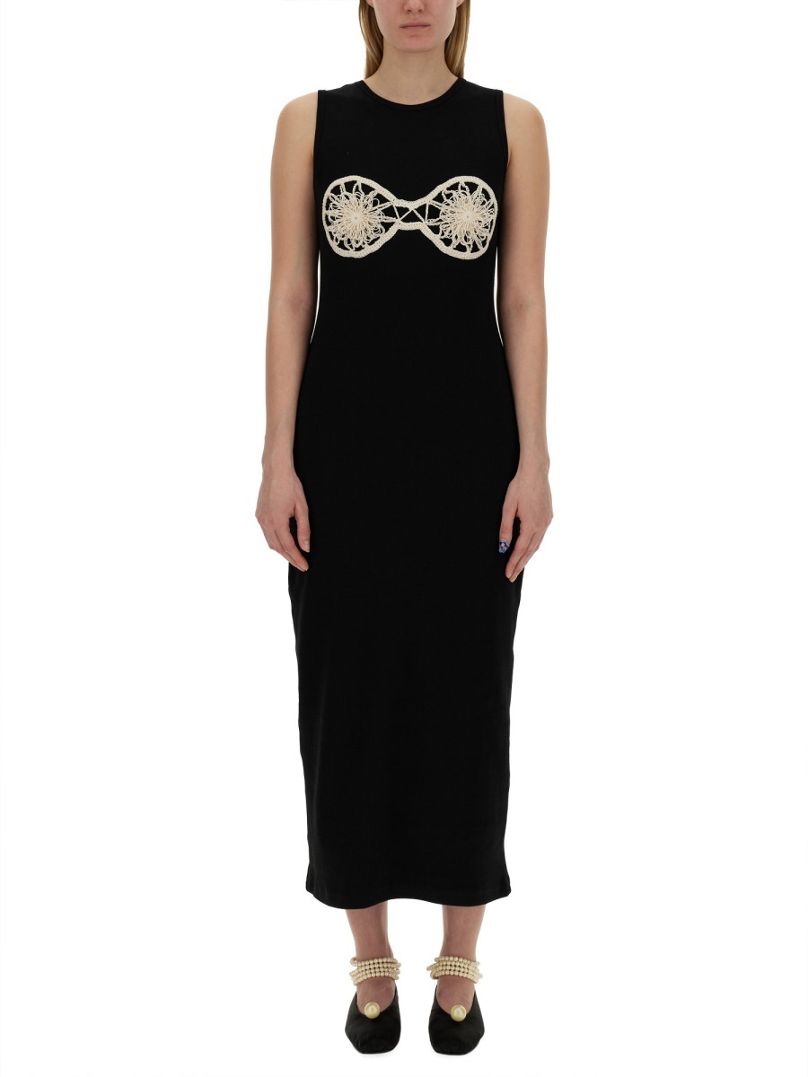 MAGDA BUTRYM FLORAL-APPLIQU� RIBBED MIDI DRESS 