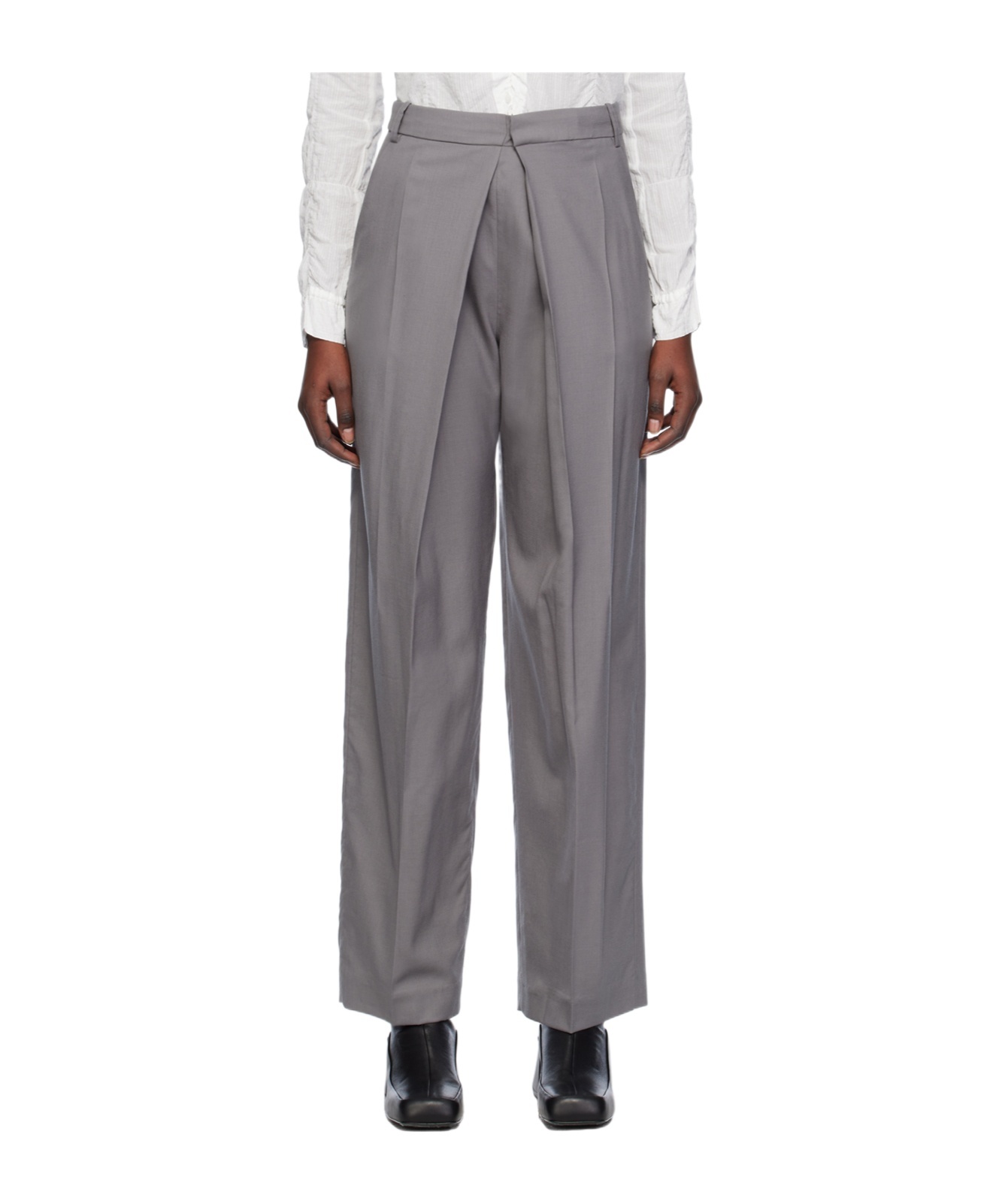 Low Classic Regular-fit Wide-leg Low-rise Woven Trousers In Gray