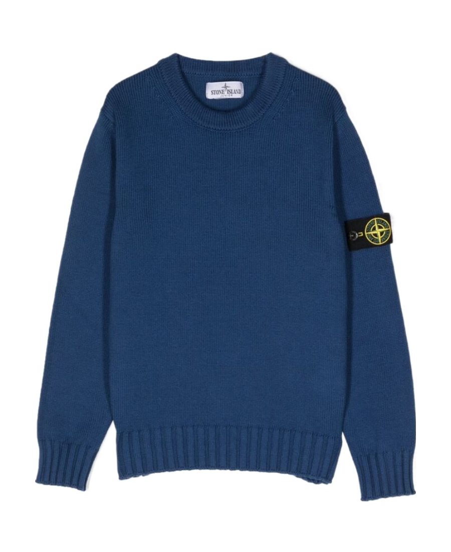 Stone Island Compass-logo Cotton-blend Jumper In Blue