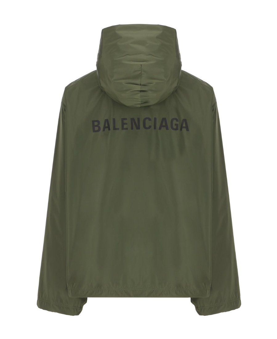 Balenciaga Logo-print Hooded Jacket In Green