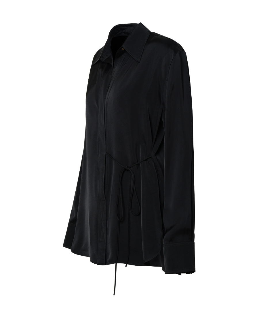 Jil Sander Black Heavy Viscose Silk Twill Shirt In Black