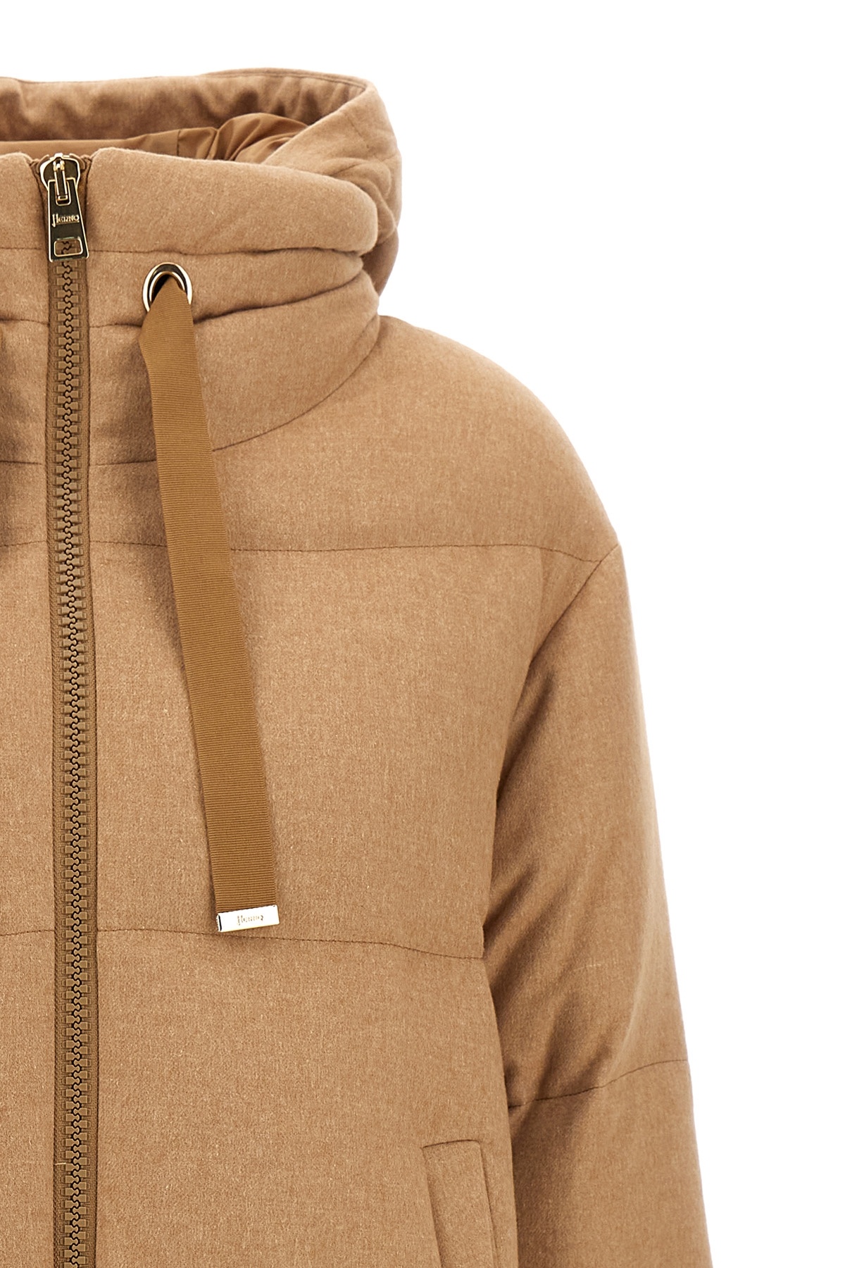 Shop Herno Insulated Hooded Coat In Nude
