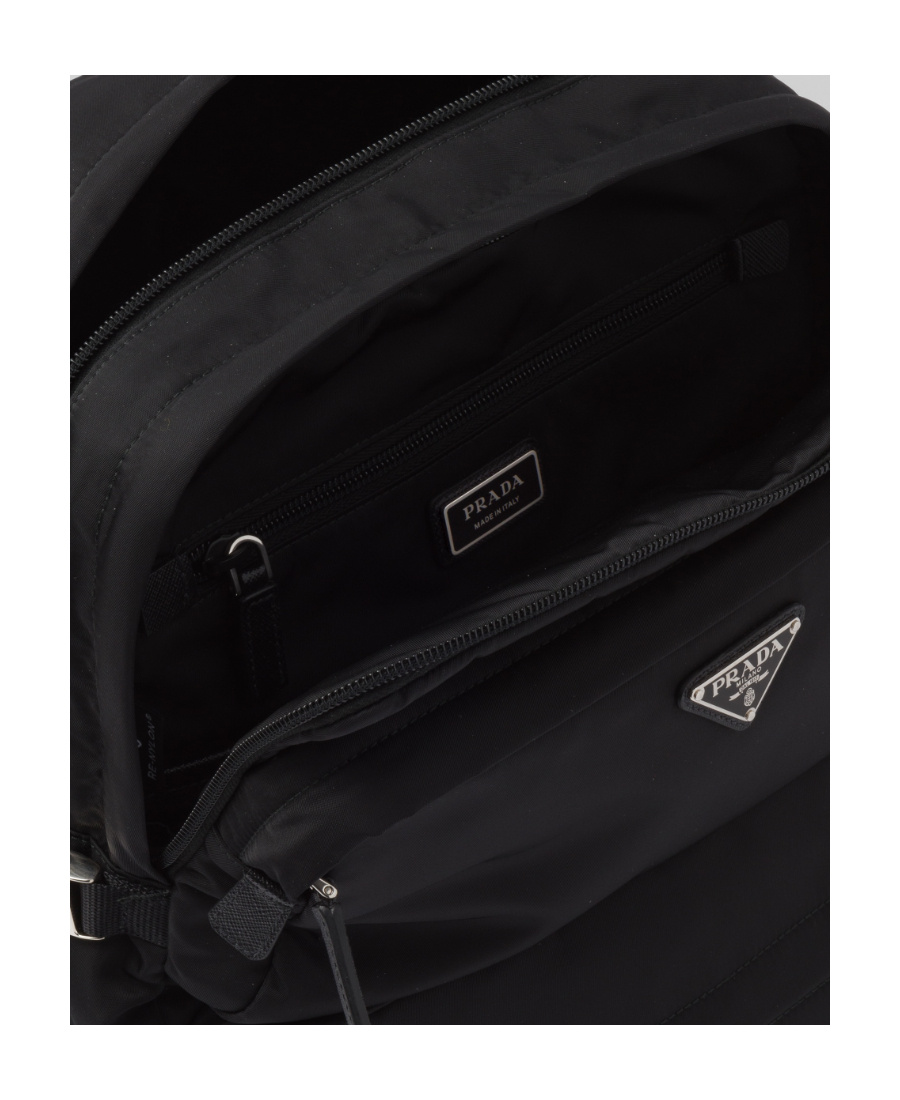 Prada Nylon Backpack With Top Handle And Front Zip In Black