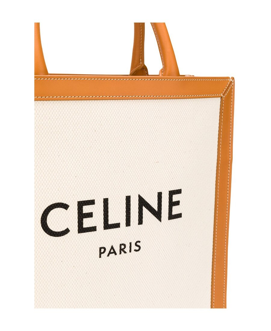 Celine Tan Vertical Small Tote In White