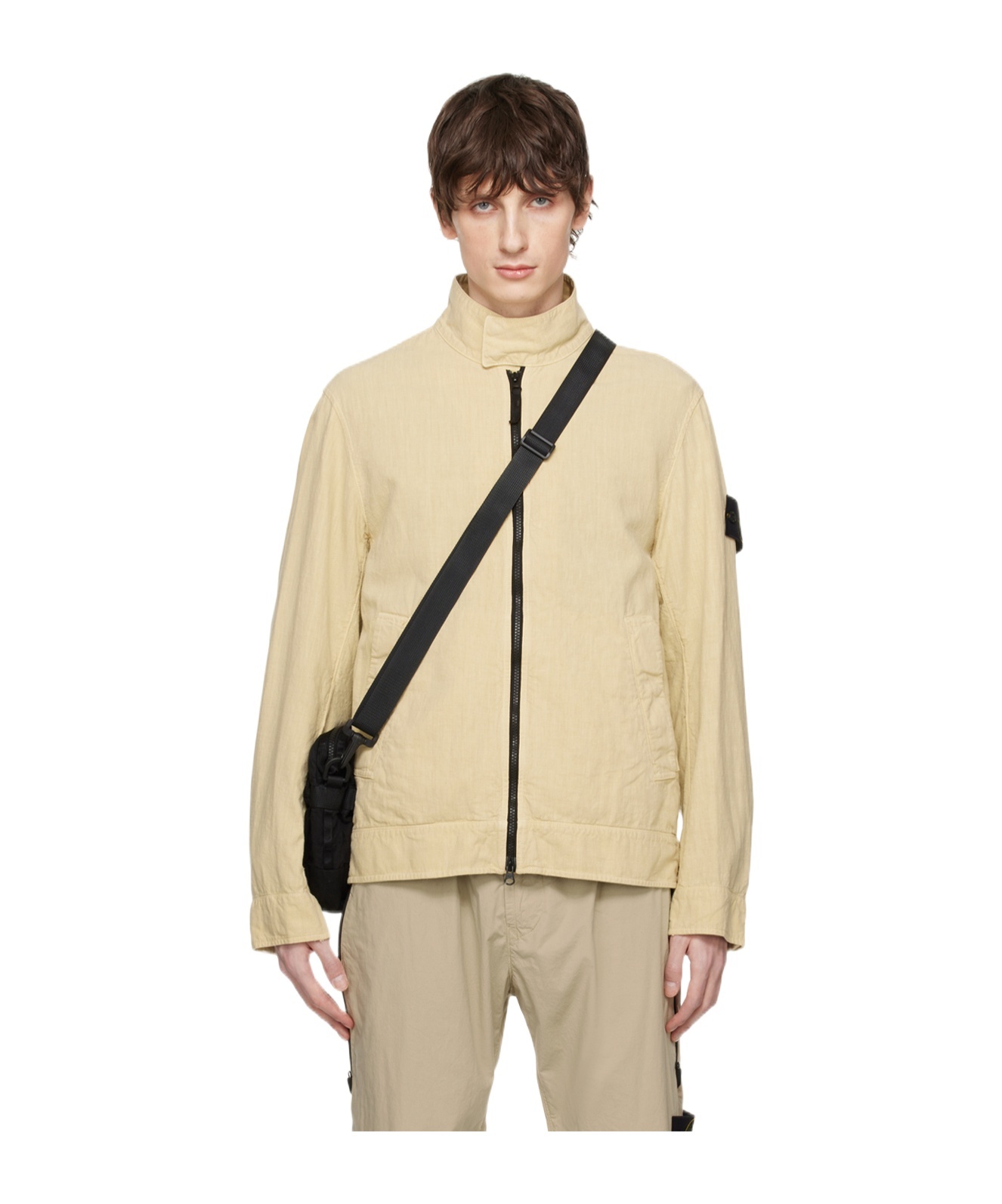 Stone Island Beige Patch Jacket In Nude