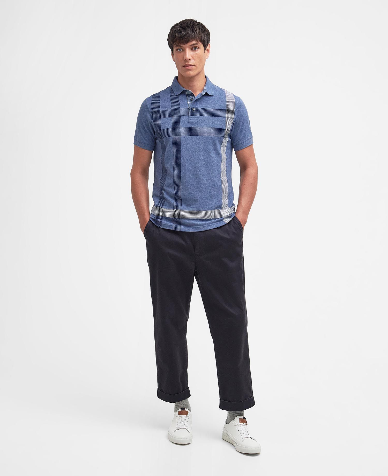 Barbour Blue Check Pattern Polo In Blue