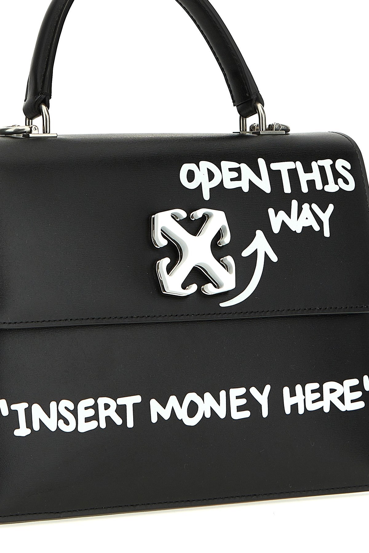 Off-white Jitney 1.4 Leather Tote Bag In Black