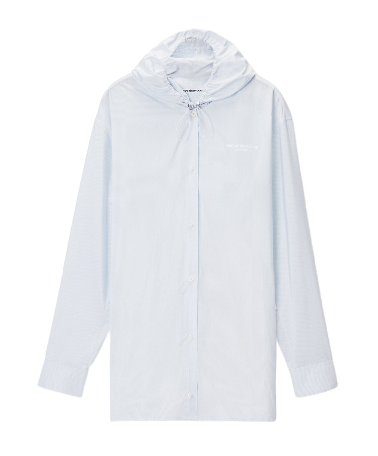 Alexander Wang Button-down Relaxed Fit Hoodie In Blue