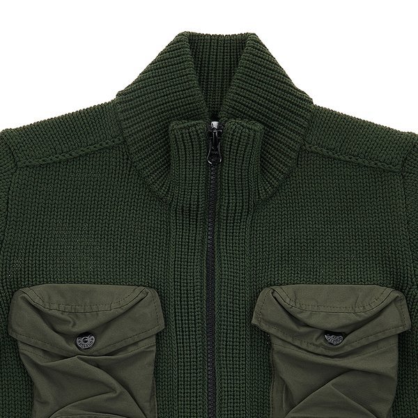 Stone Island Compass-patch Cargo-pocket Cardigan In Olive Green