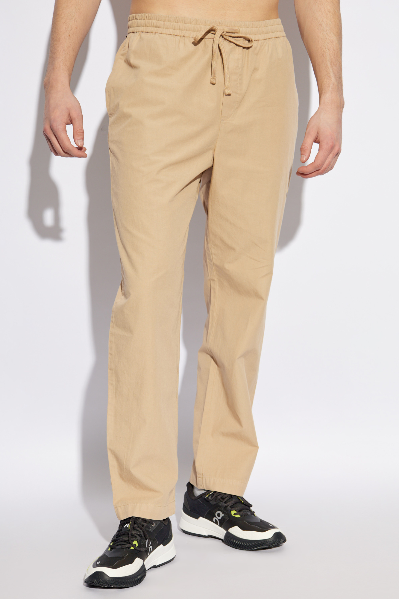 Woolrich Loose Fit Drawstring Trousers In Nude