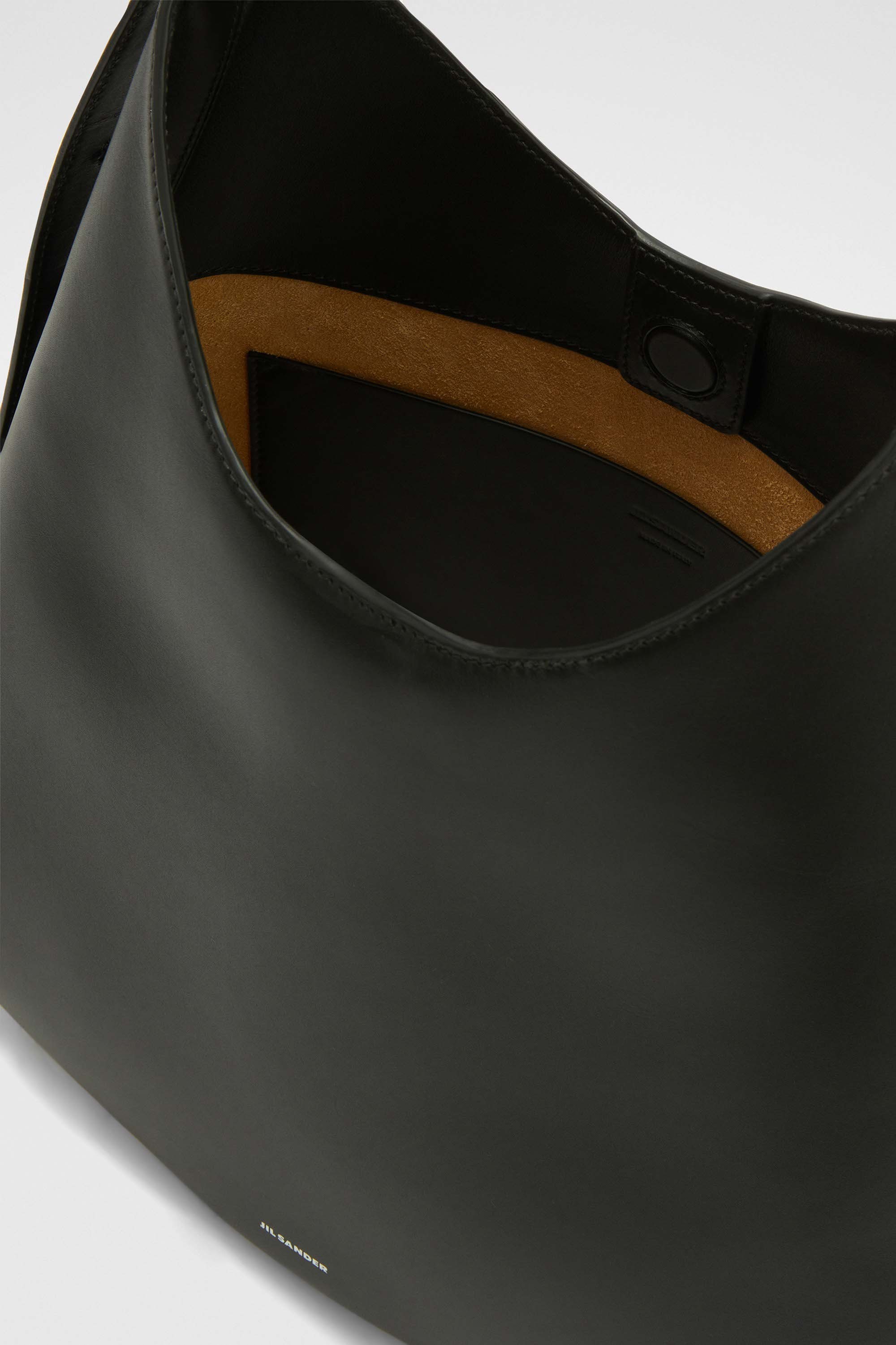 Jil Sander Crescent-shaped Shoulder Bag With Adjustable Strap In Black
