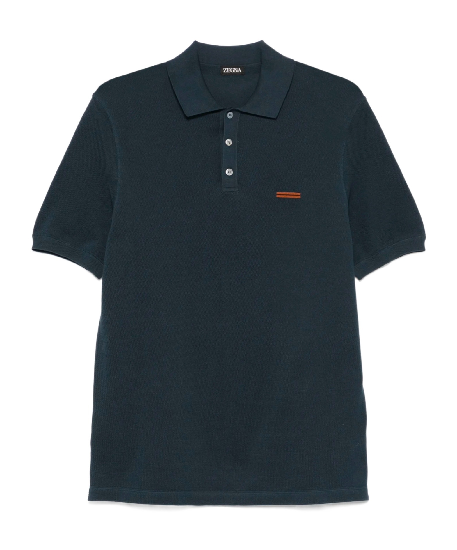 Zegna Cotton Polo Shirt With Intarsia Knitted Stripe In Black
