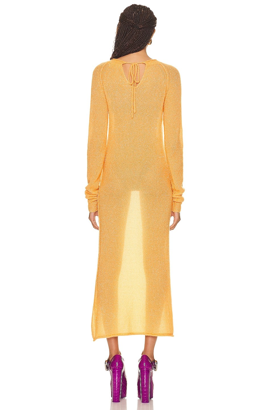 Acne Studios Round Collar Long Dress In Nude