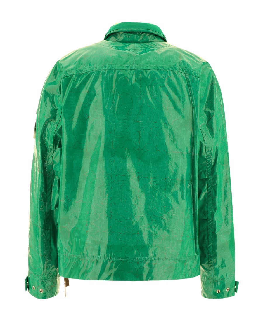 Stone Island Laminated Feather-down Biker Jacket In Green