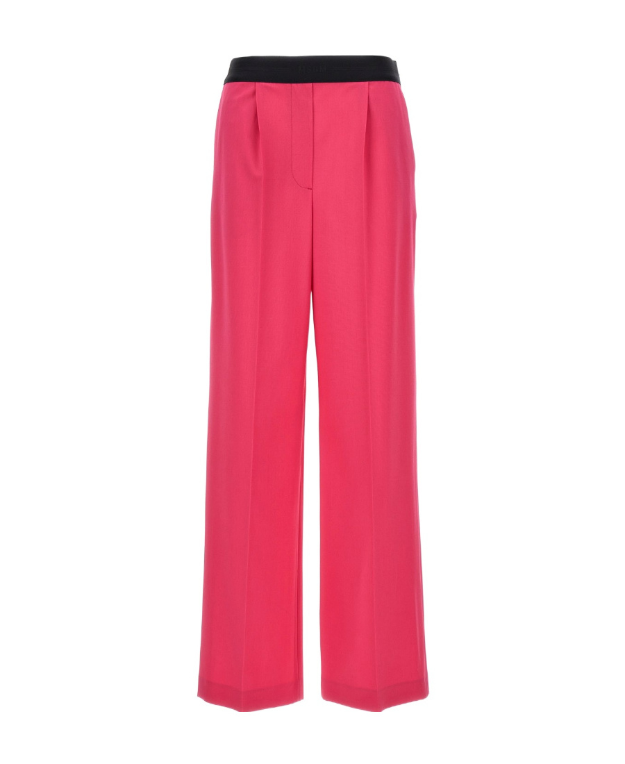 Msgm Trousers With Front Pleats And Elastic Waistband In Red