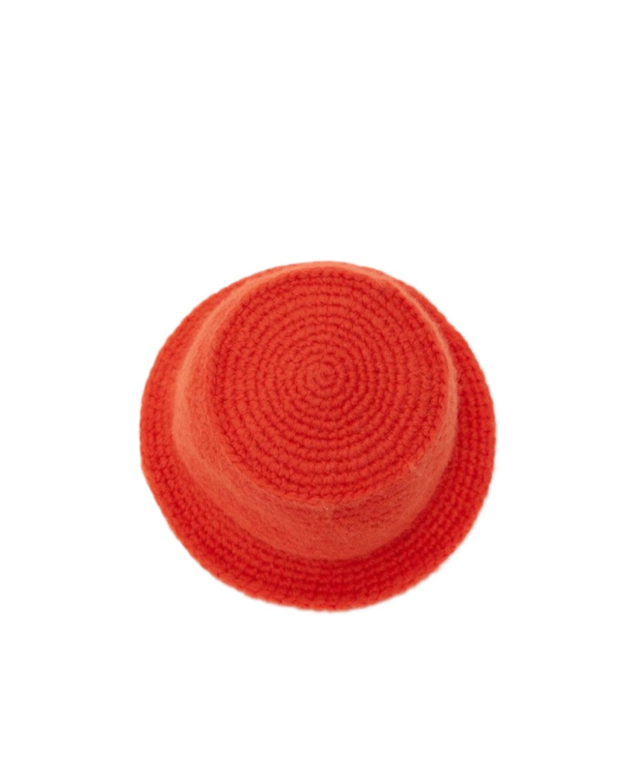 Jw Anderson Logo-patch Knitted Bucket Hat In Red