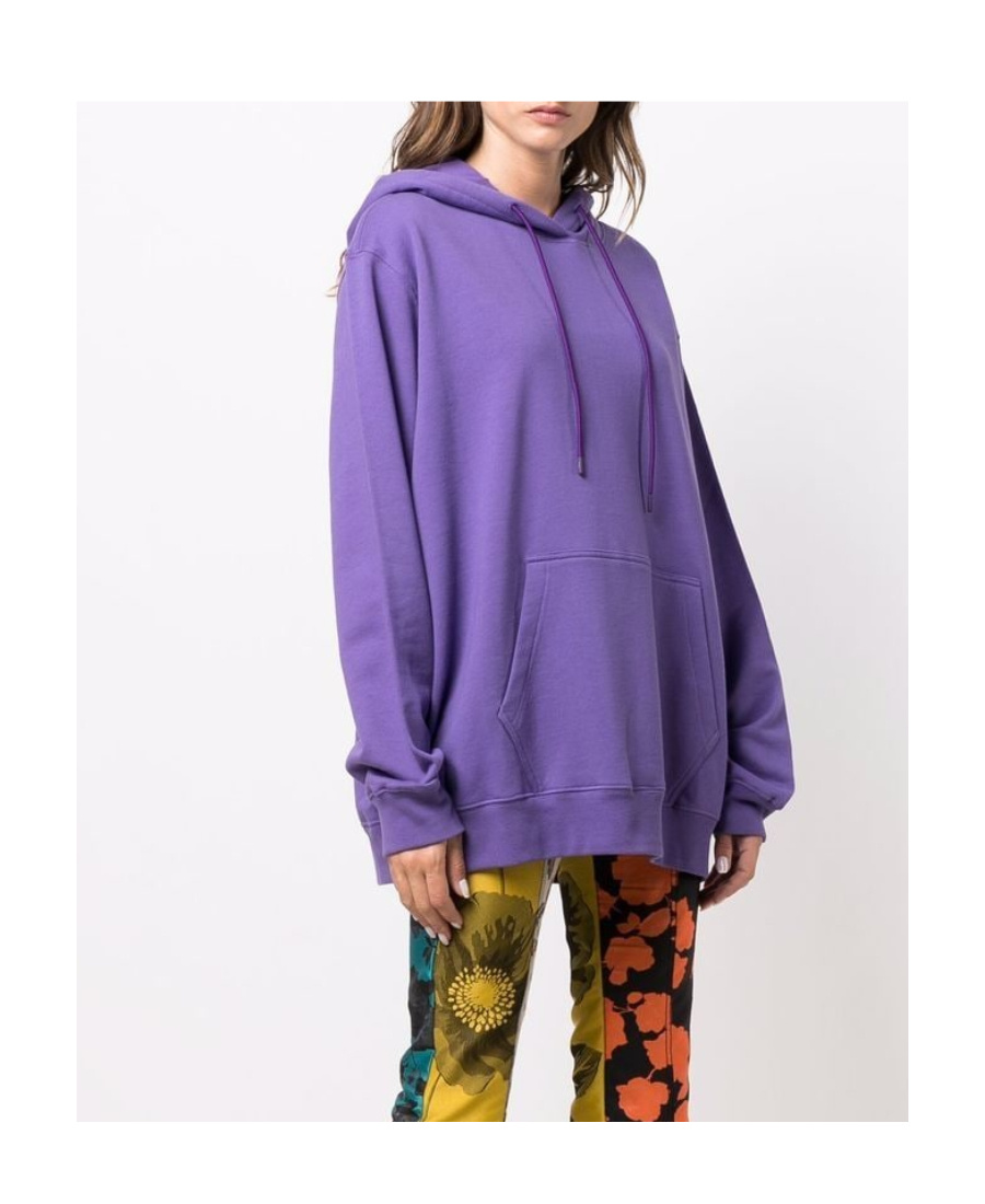 Shop Msgm Drawstring Cotton Hoodie In Purple