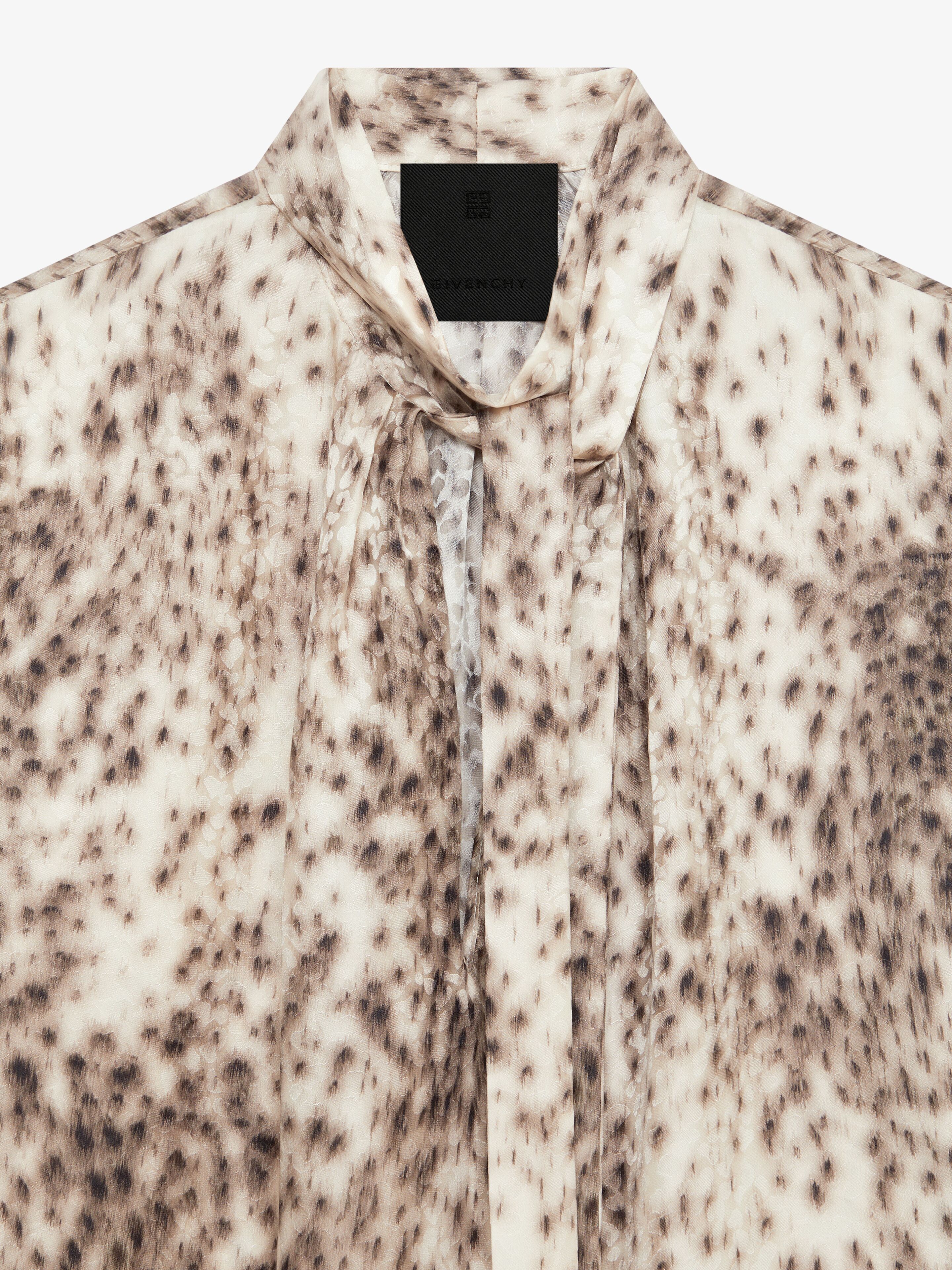 Givenchy Women's Blouse In Silk With Snow Leopard Print And Lavalliere In Nude