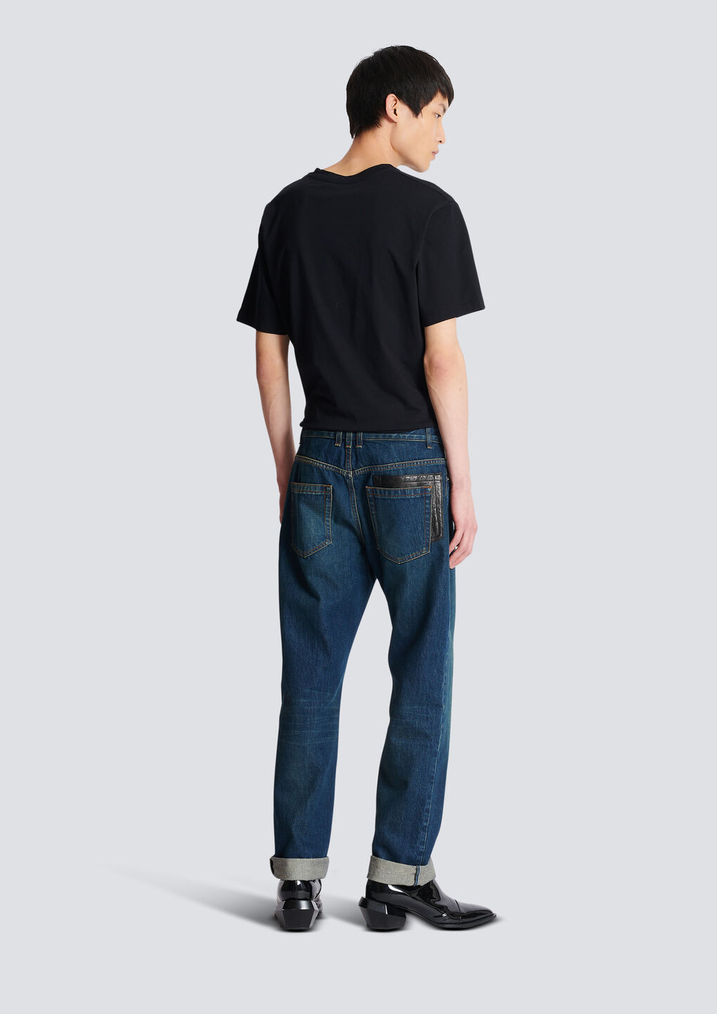 Balmain Vintage Logo-patch Straight-leg Jeans In Blue