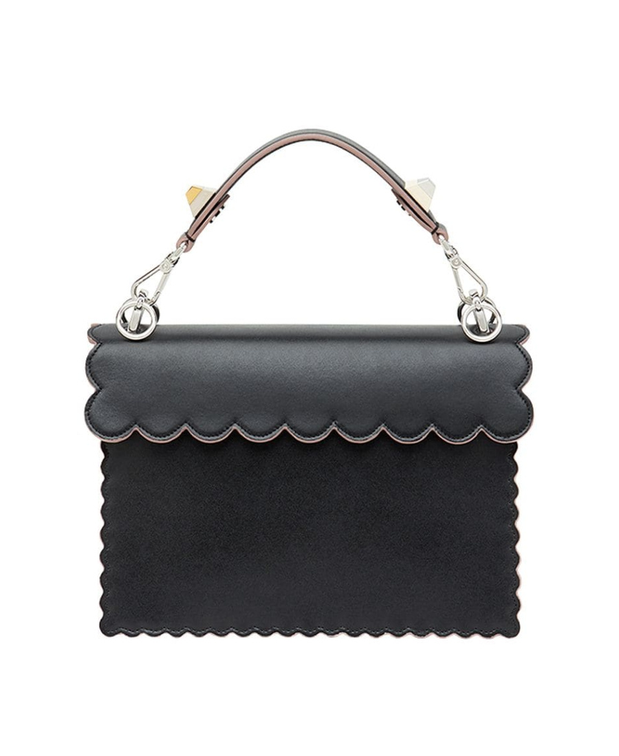 Fendi Kan I Rivet Flower Handbag In Black