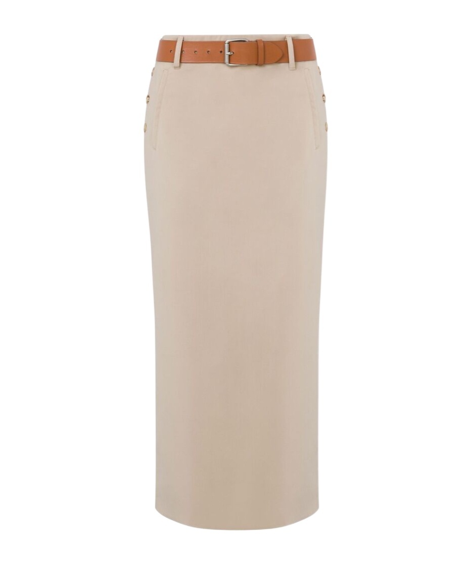 Moschino Wool Twill Skirt Tailored Twist In Neutral