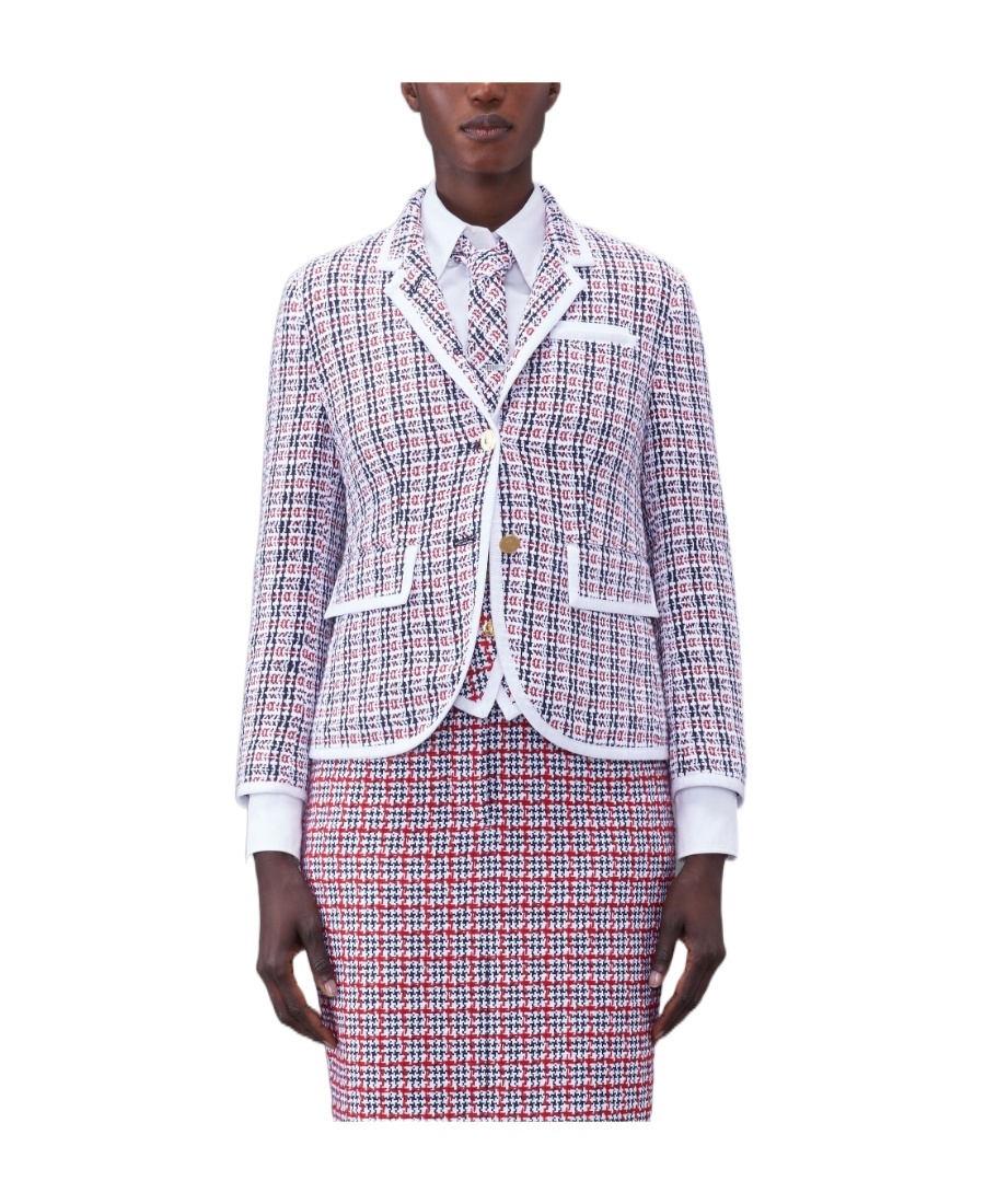 Thom Browne Check-pattern Tweed Jacket In Multicolor