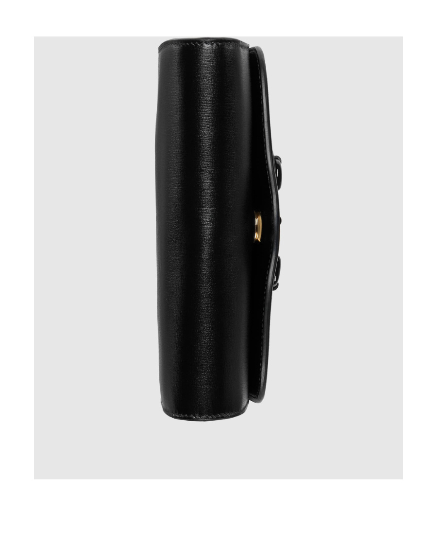 Gucci Black Leather Mini Crossbody Handbag With Horsebit Detail For Women In Black