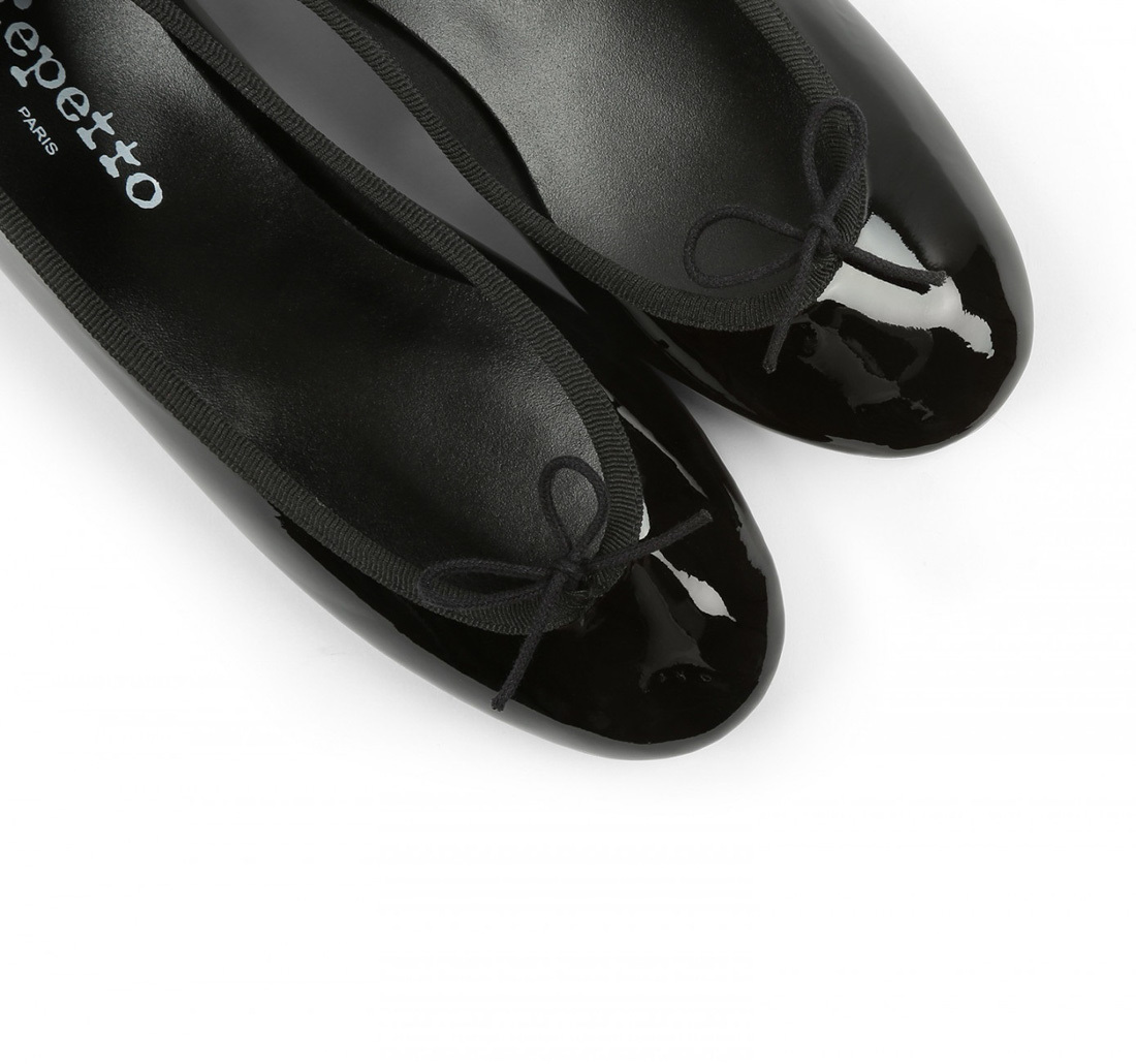 Repetto Camille Patent Leather Kitten Heeled Ballerina Pumps In Black