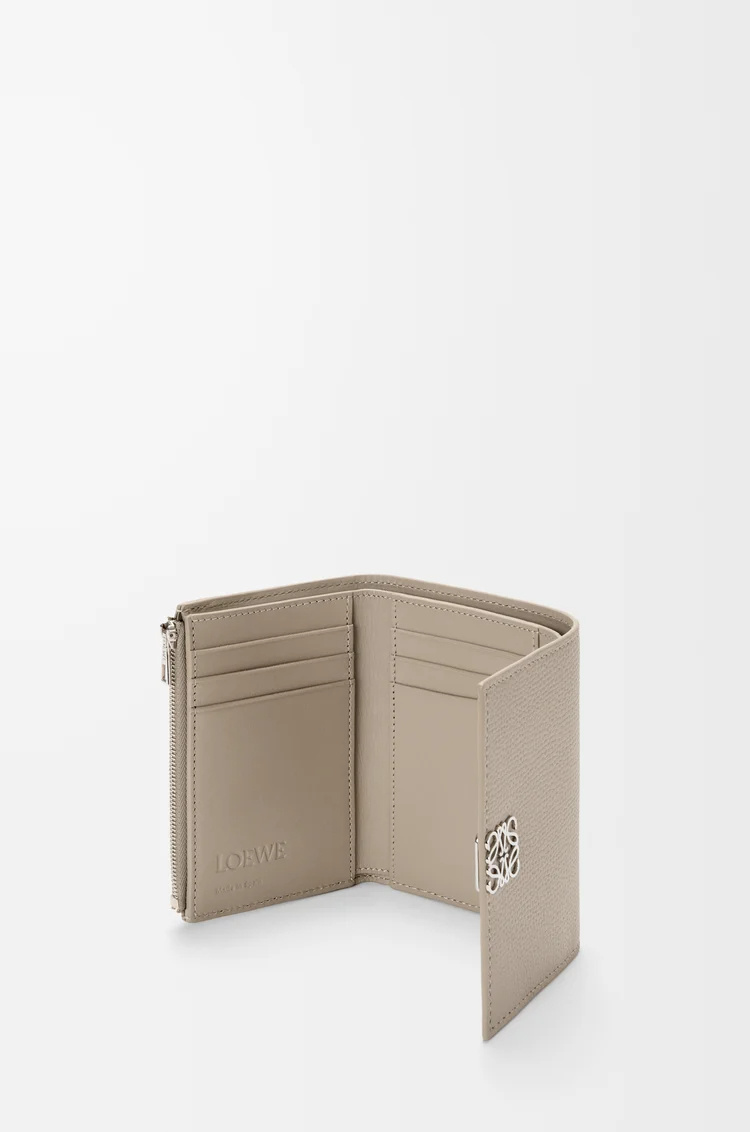 Loewe Anagram Small Vertical Wallet In Pebble Grained Calfskin In Brown