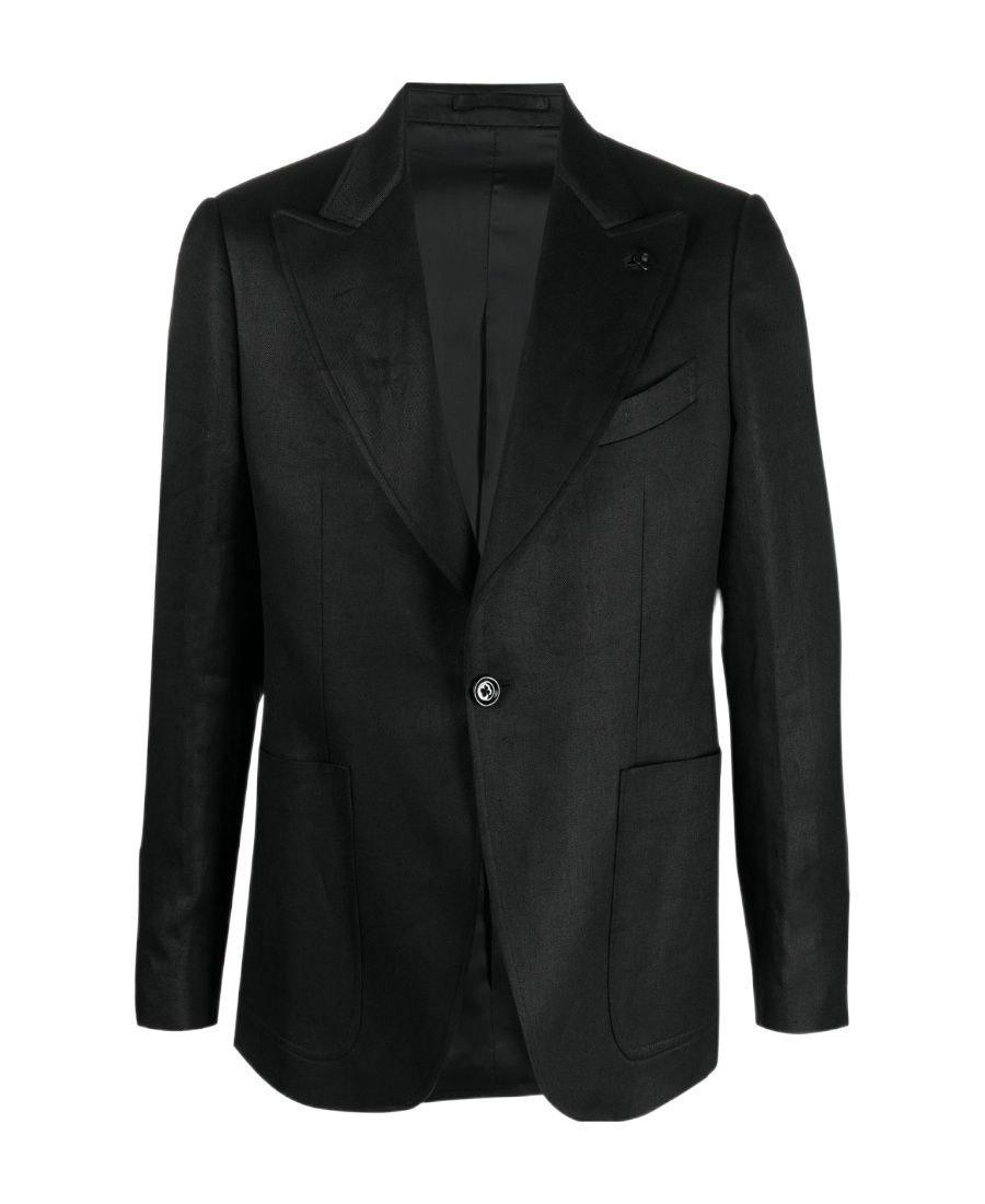 Lardini Velvet Blazer Jacket With Tailored Fit And Classic Notch Lapels In Black