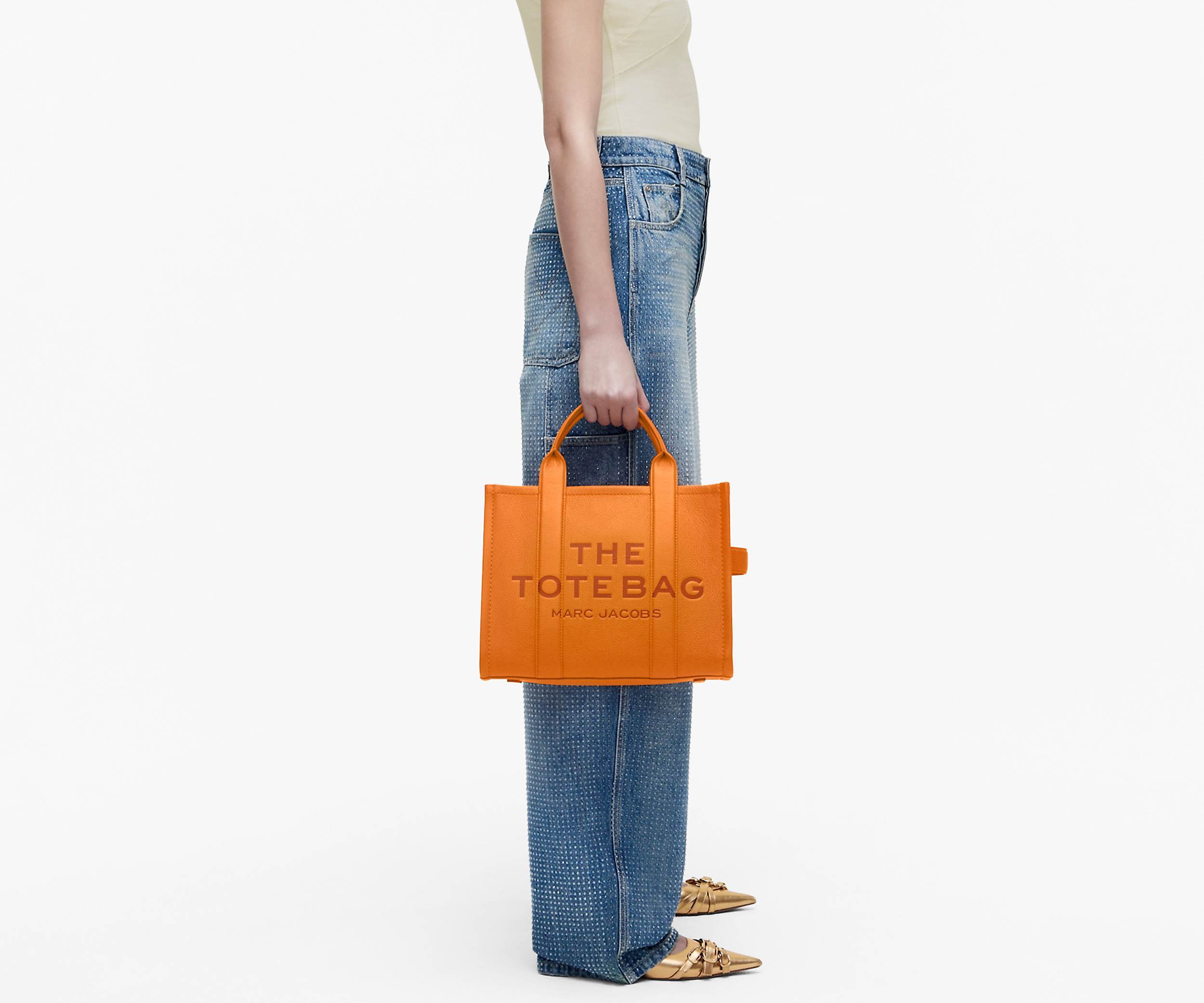 Marc Jacobs Tote The Medium Orange Letters Camel In Orange