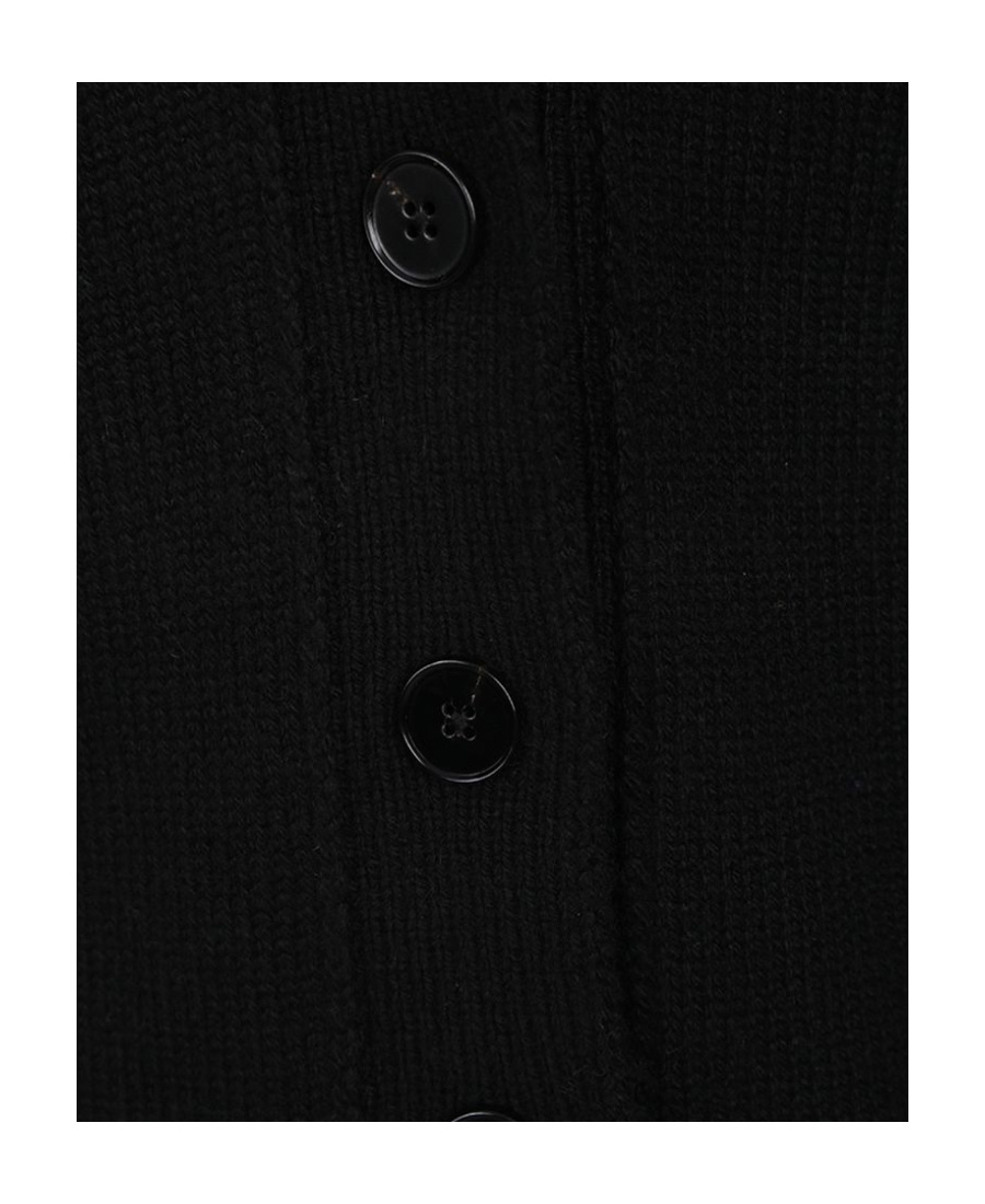 Jil Sander Ribbed Wool V-neck Cardigan In Black