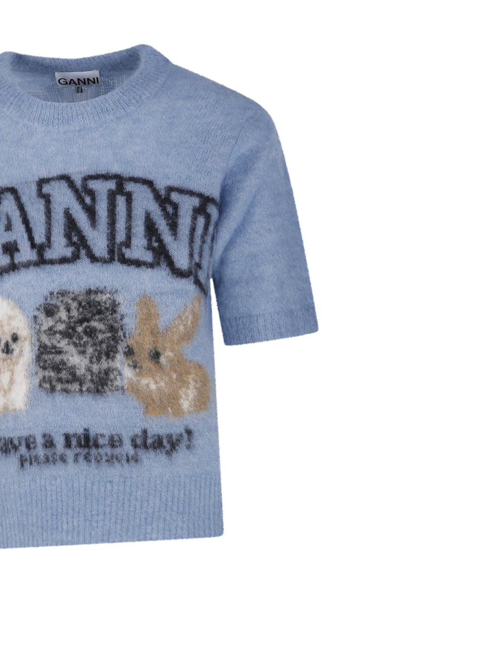 Shop Ganni Intarsia-knit Top