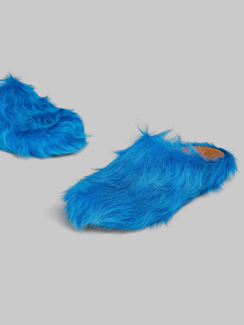 Shop Marni Textured Calf Hair Clog Slippers In Blue