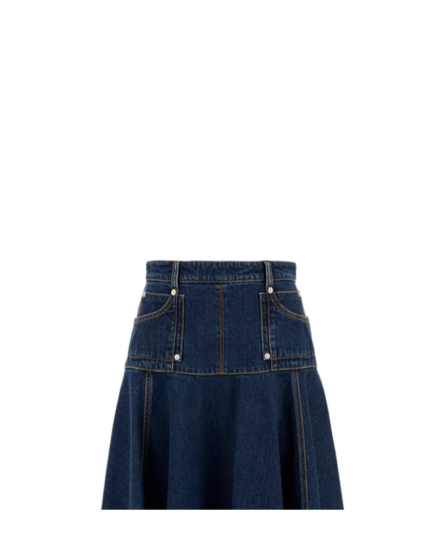 Alexander Mcqueen Denim A-line Skirt In Blue