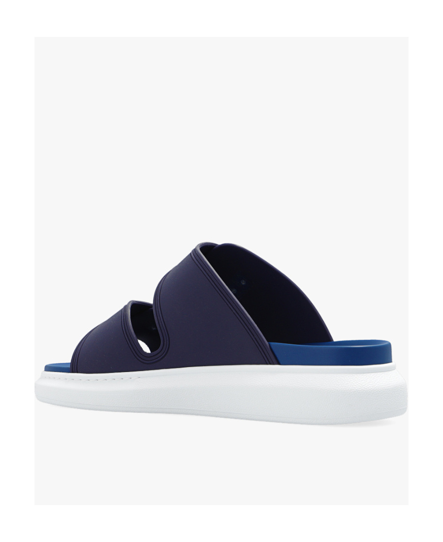 Alexander Mcqueen Logo-engraved Double-strap Sandals In Blue