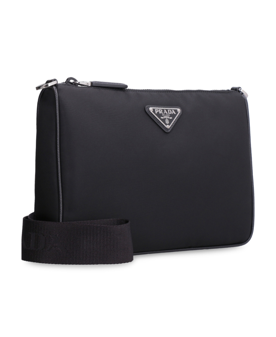 Prada Men's Leather Messenger Bag In Black