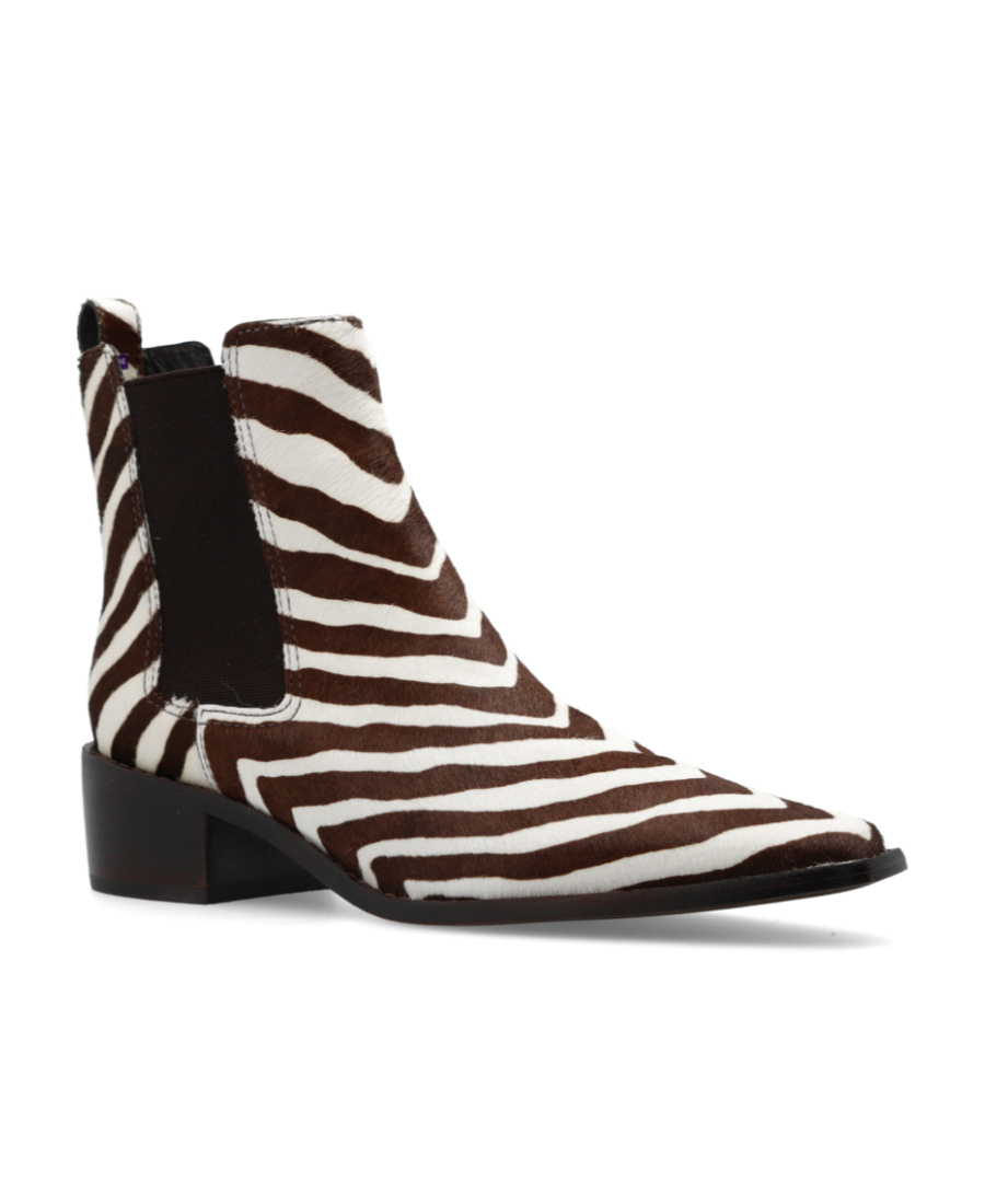 Tory Burch Zebra-print Leather Boots In Black