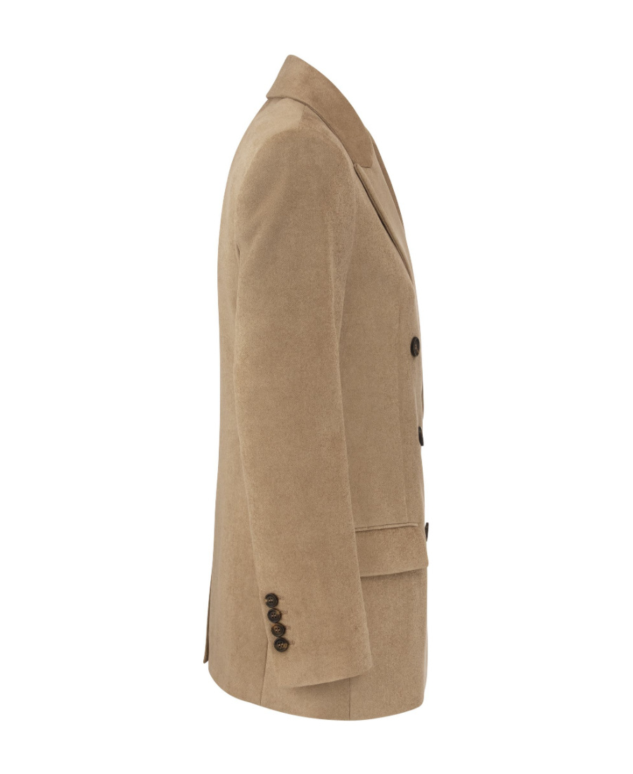 Brunello Cucinelli Double-breasted Jacket With Necklace In Brown
