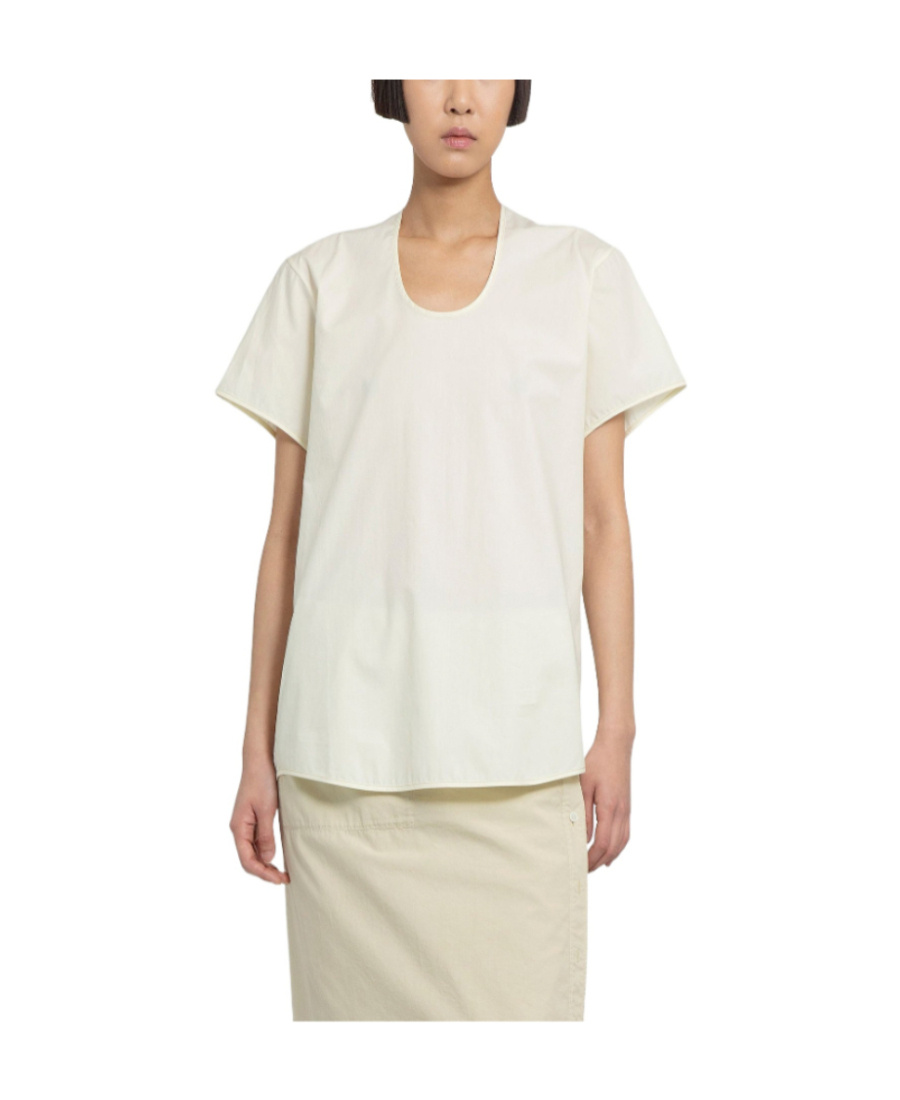 Lemaire U-neck Short-sleeved T-shirt In White