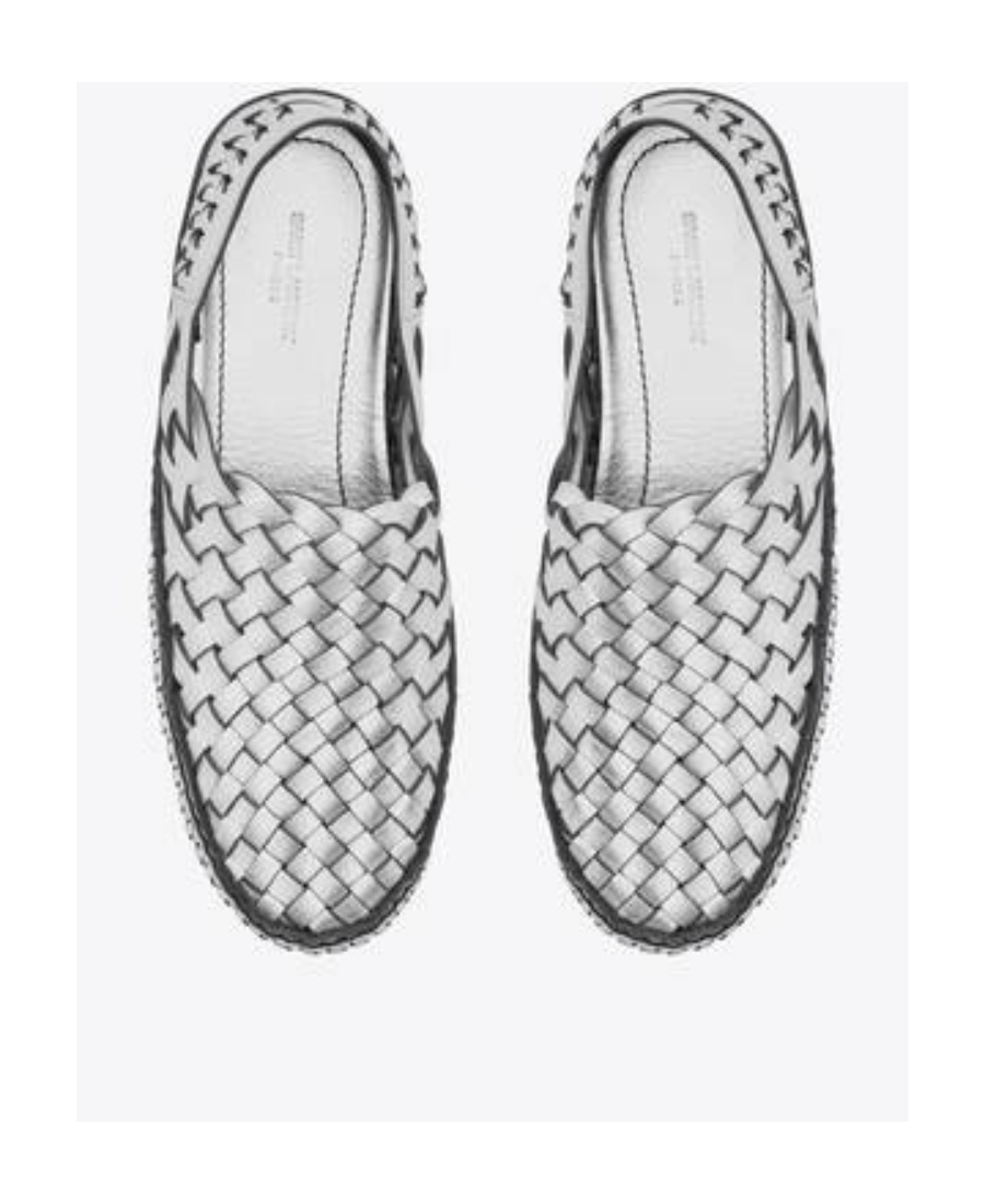 Saint Laurent Neil Woven Metallic Loafers In Gray