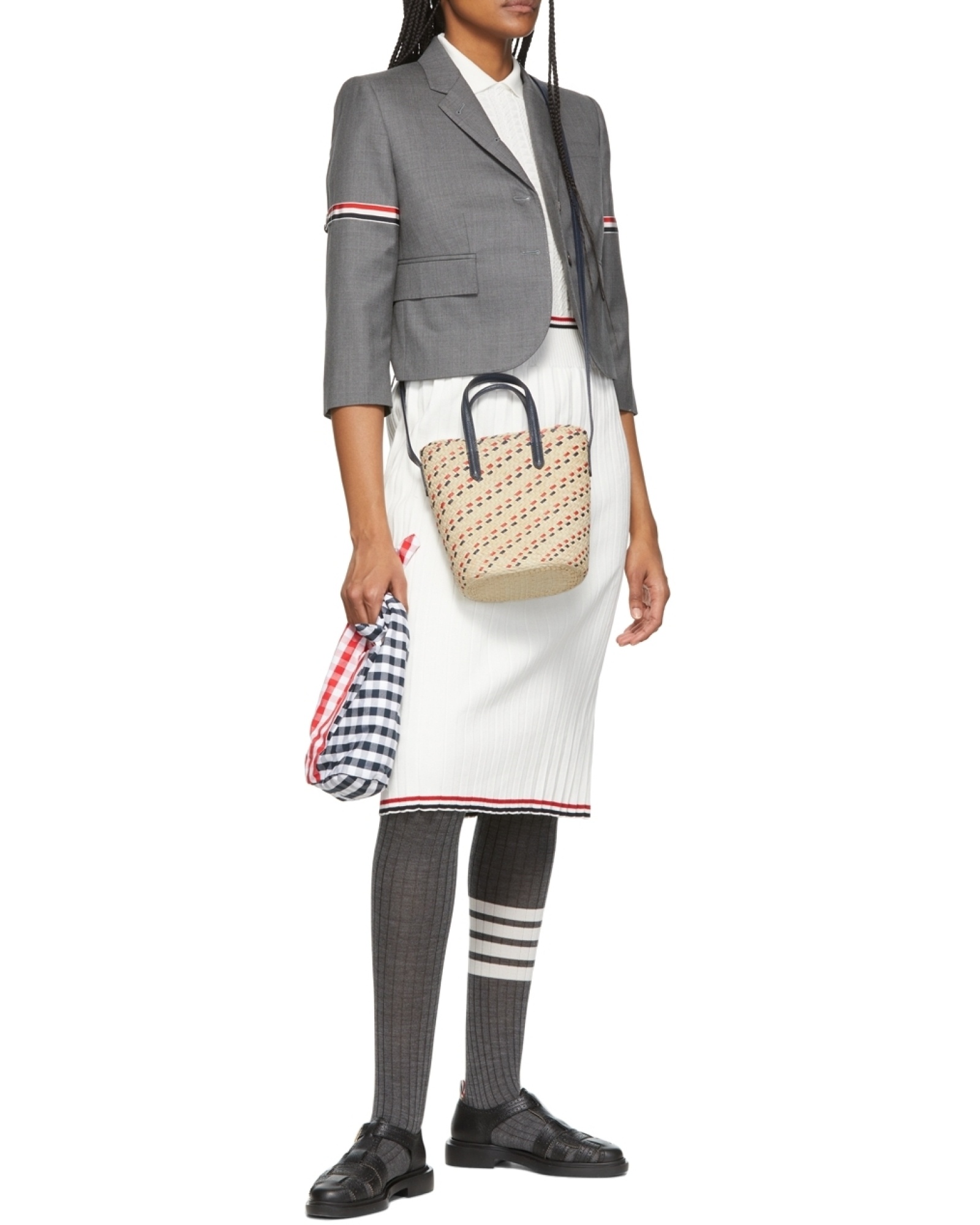 Thom Browne Mini Rwb-stripe Embroidery Tote Bag In Brown