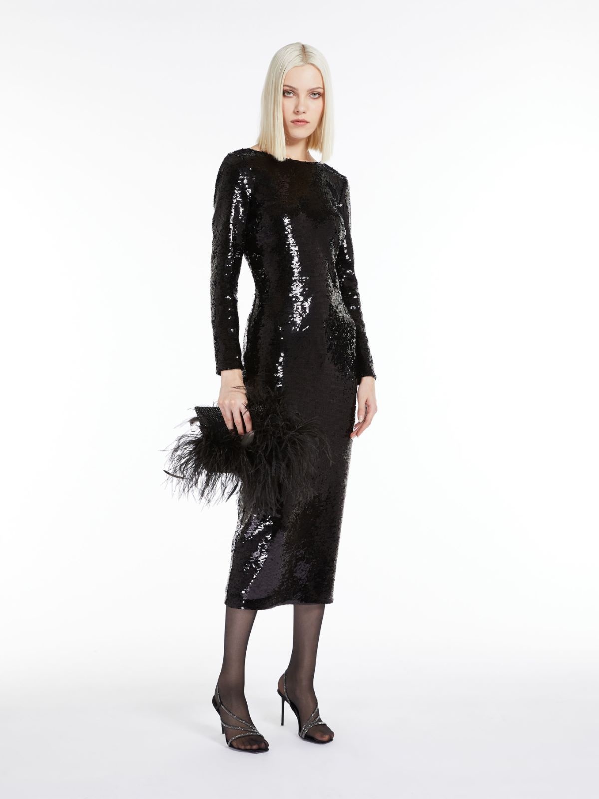 Max Mara Arlem Sequined Embroidered Dress In Black