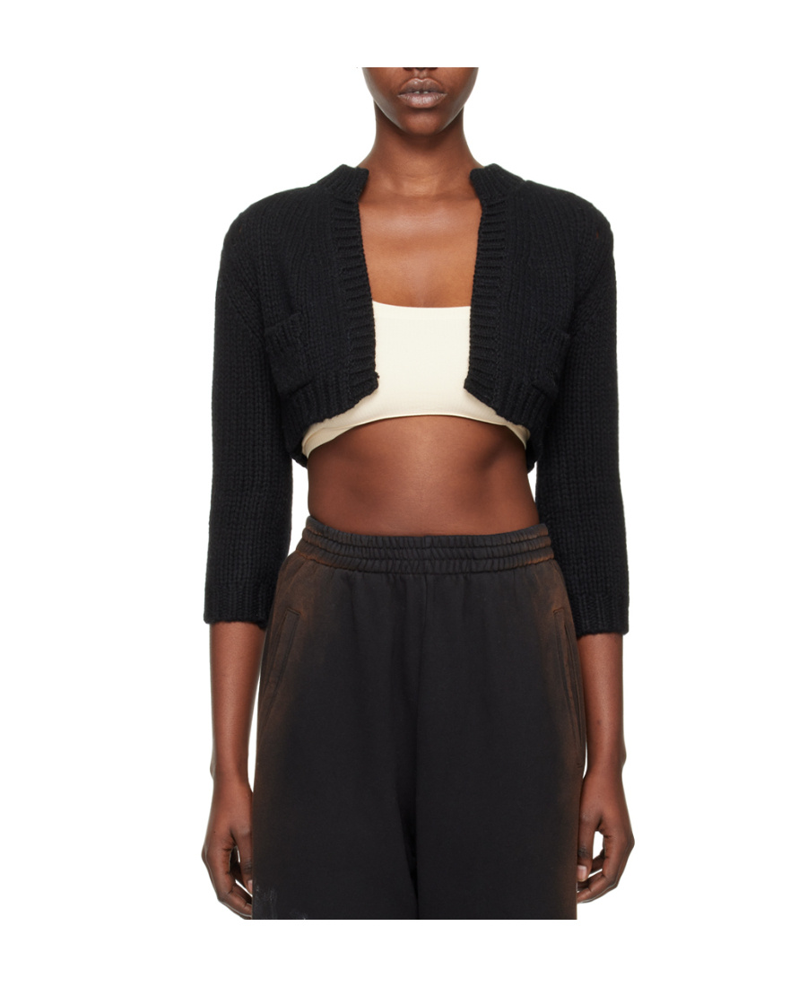 We11 Done Bag Knitted Cardigan In Black