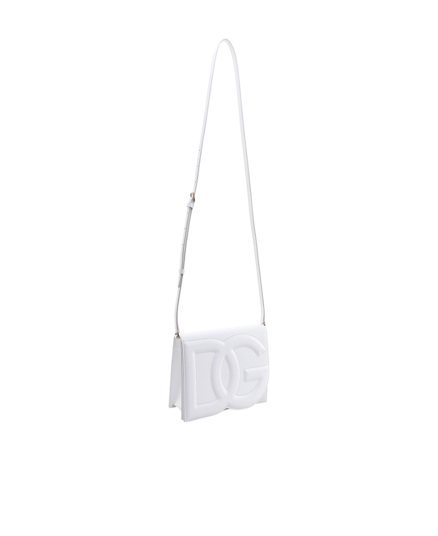 Dolce & Gabbana Patent-leather Logo Crossbody In White