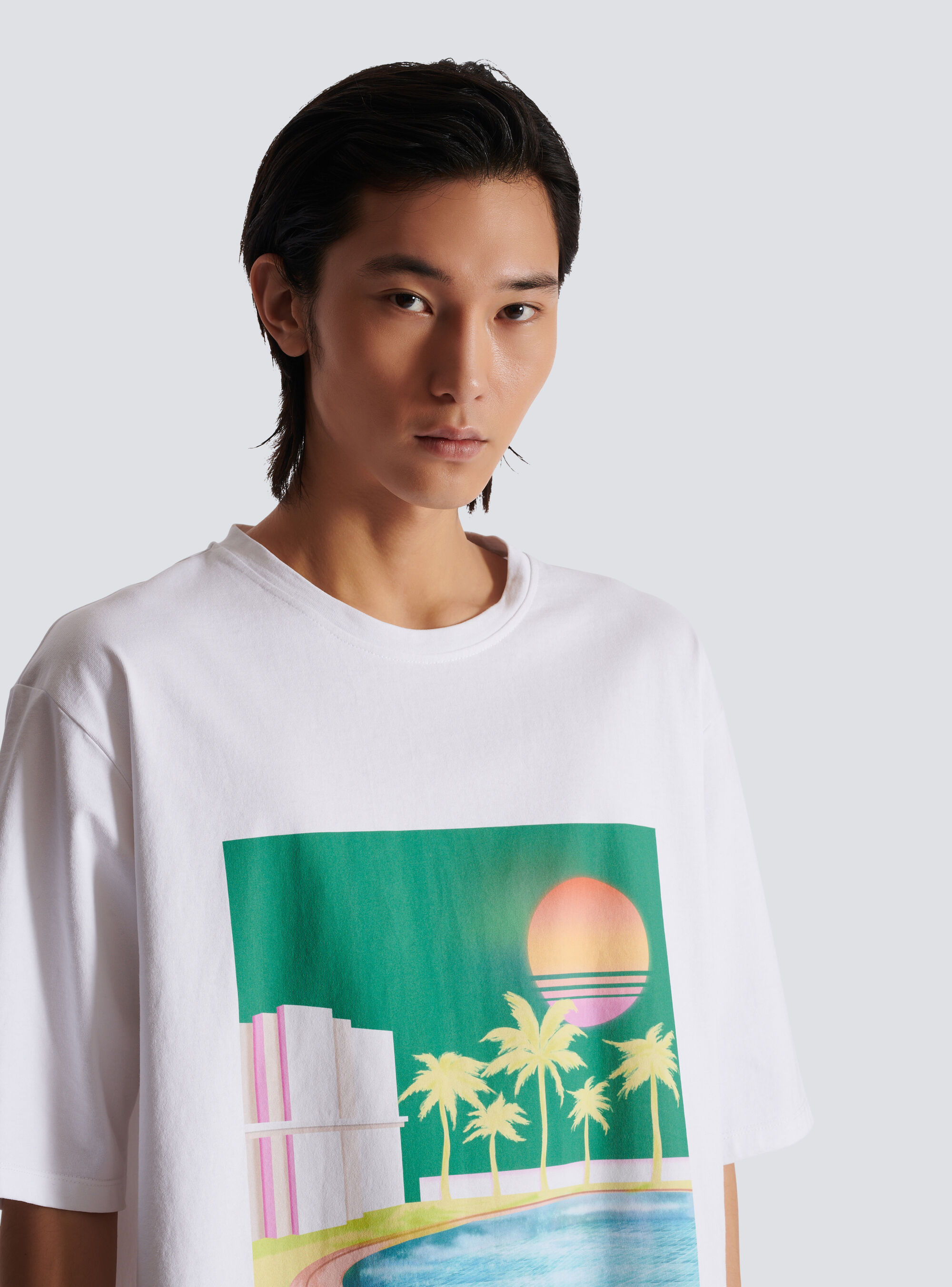 Balmain Graphic-print Cotton T-shirt In White