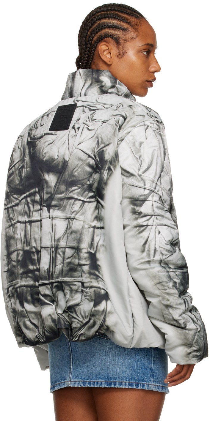 Y/project Compact-print High-neck Jacket In Gray