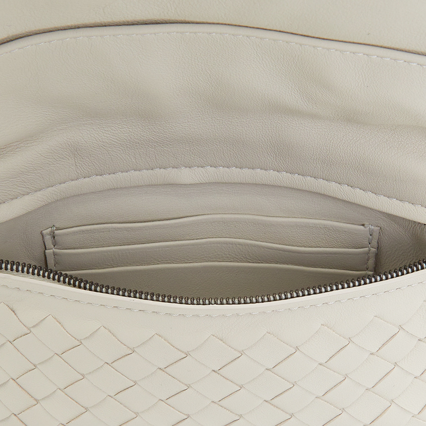 Shop Bottega Veneta Flip Shoulder Bag In White