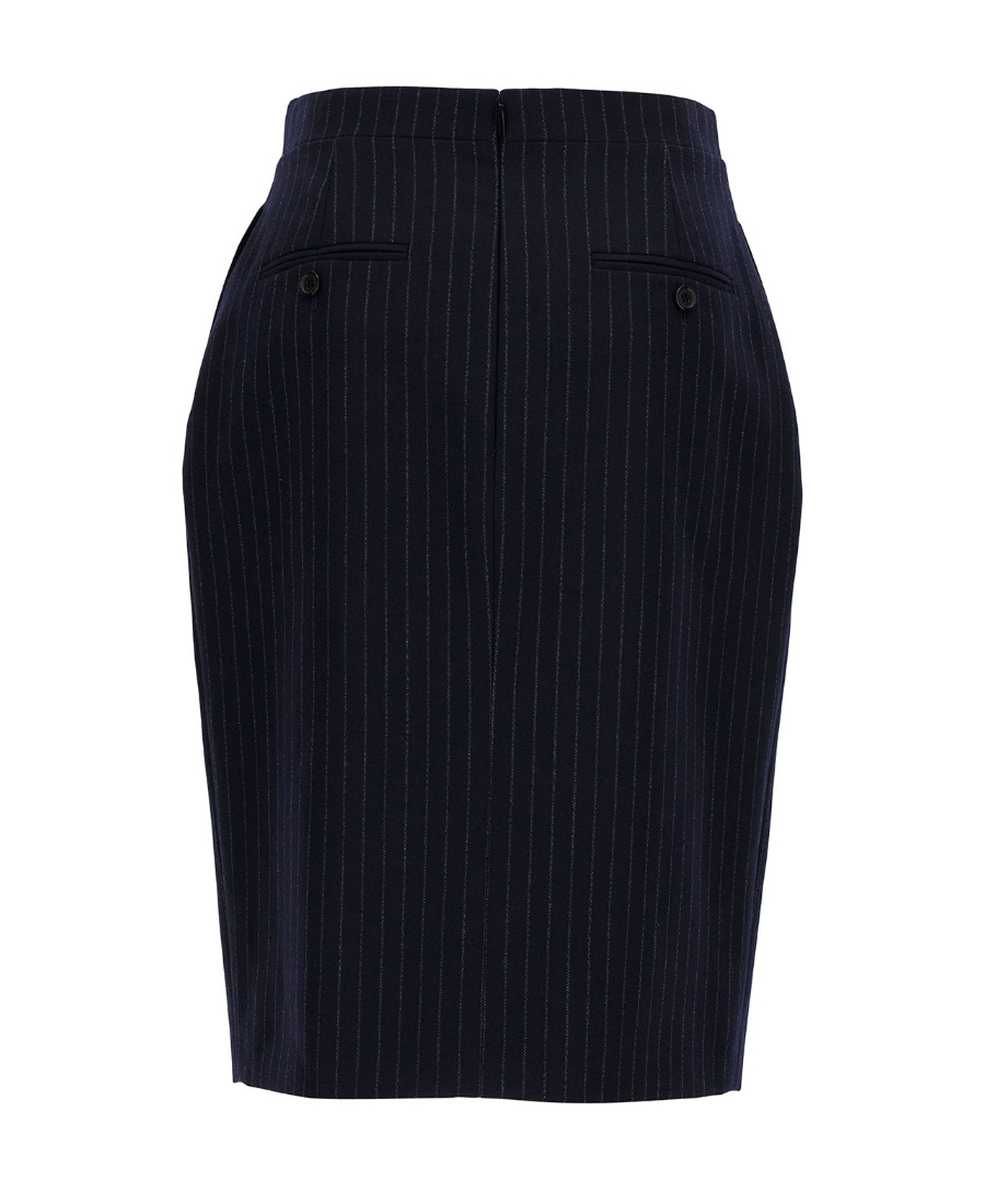 Saint Laurent Pinstriped High-waist Wool Miniskirt In Black