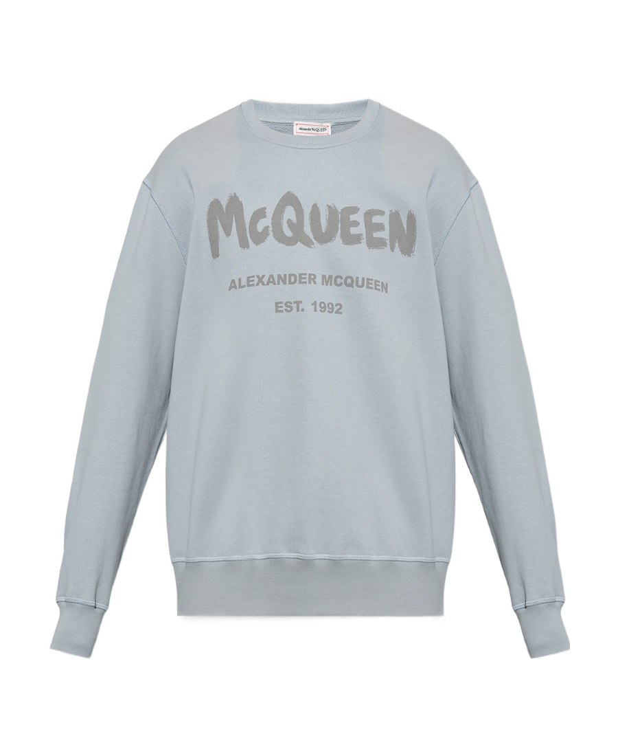 Alexander Mcqueen Graffiti Logo-print Sweatshirt In Gray